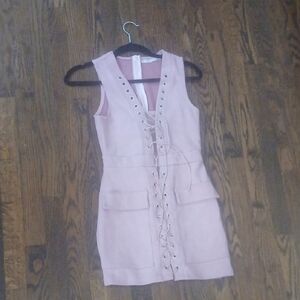 Zara Pink Lace-Up Mini Dress